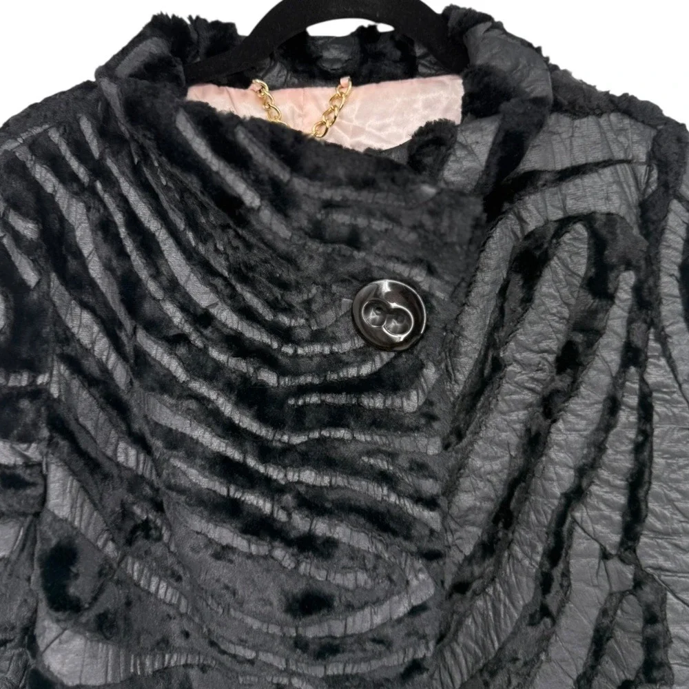 Beth Bowley Black Zebra Print Textured Jacket Size 4 Unique Statement Mob Wife - Picture 7 of 15